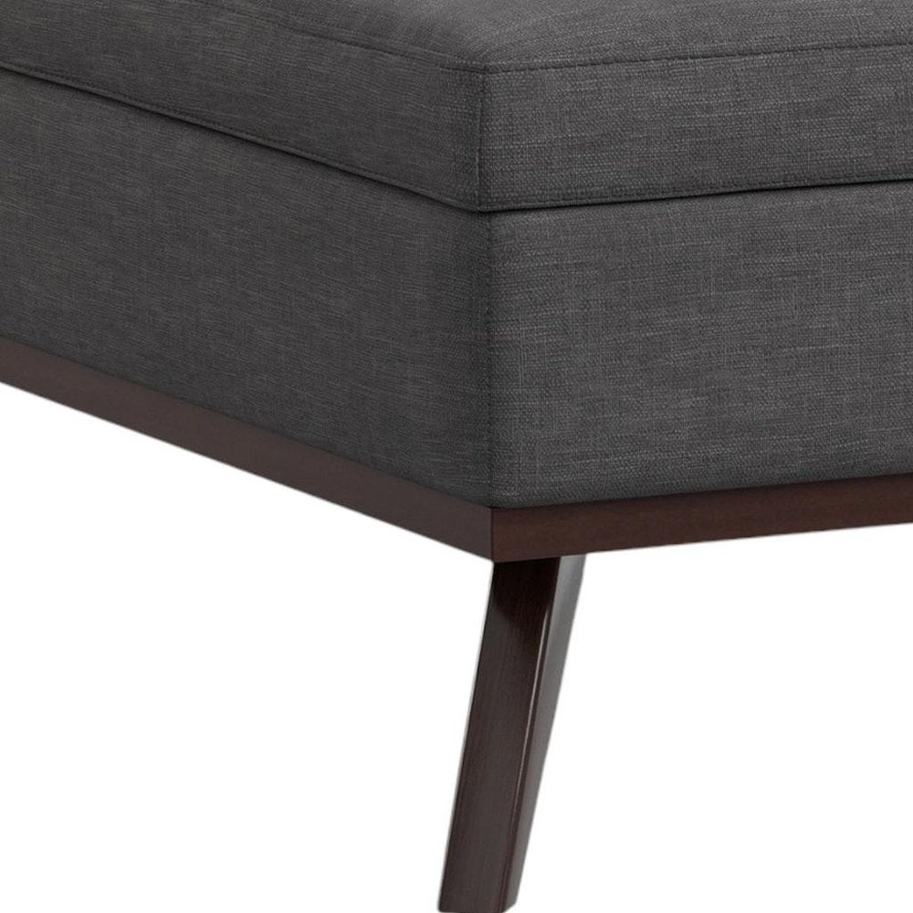 40" Slate Gray And Brown Upholstery Ottoman With Storage HomeRoots