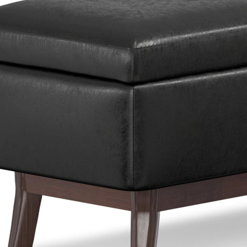 36" Brown Faux Leather Ottoman With Storage HomeRoots
