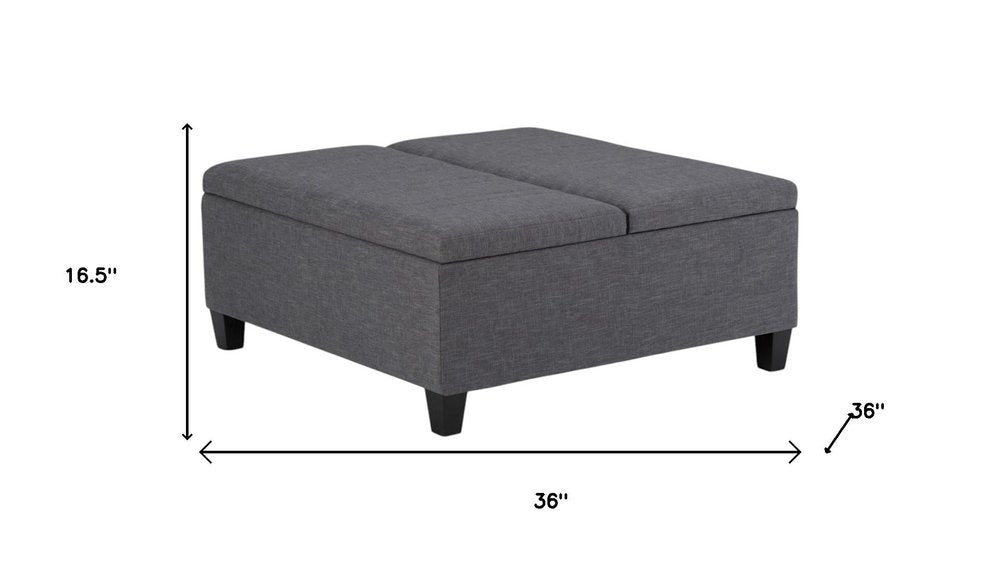 36" Slate Gray And Espresso Upholstery Ottoman With Storage HomeRoots