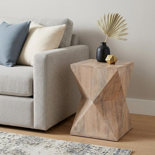 19" Natural Solid Wood Square End Table