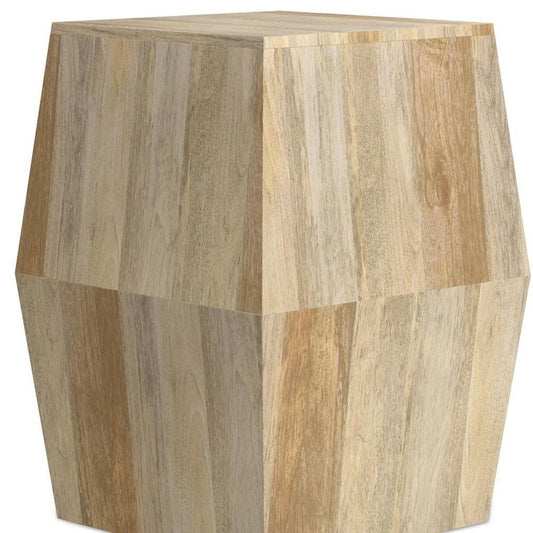22" Natural Solid Wood Square Block End Table