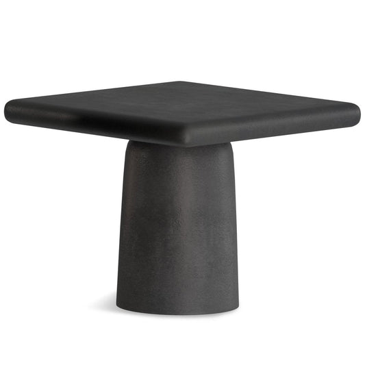 Set of Two Graphite Distressed Aluminum Square Pedestal End Tables