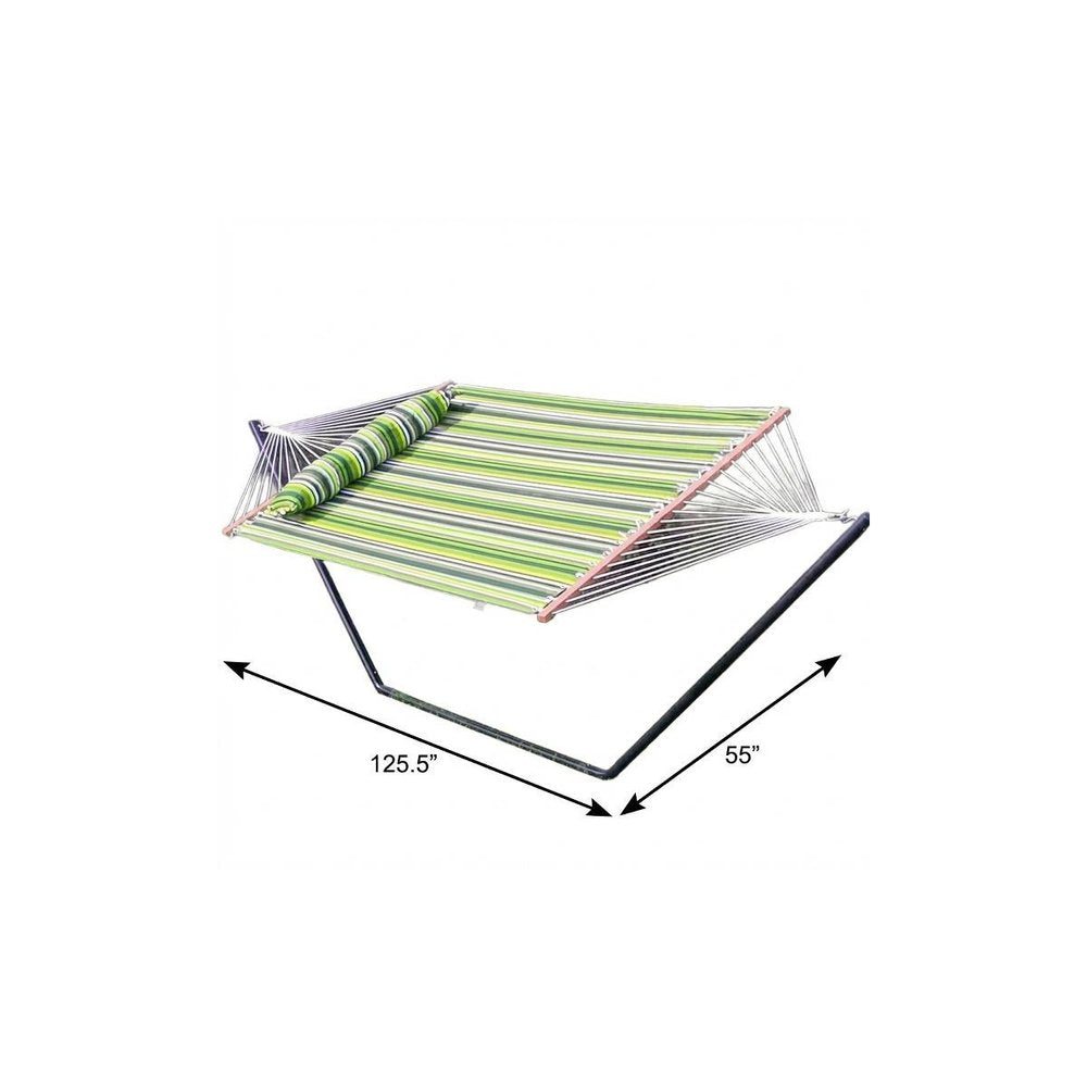 Green And Yellow Striped Double Hammock HomeRoots