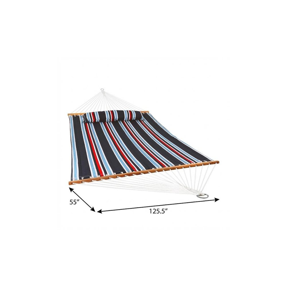 Blue Red And White Striped Double Hammock HomeRoots