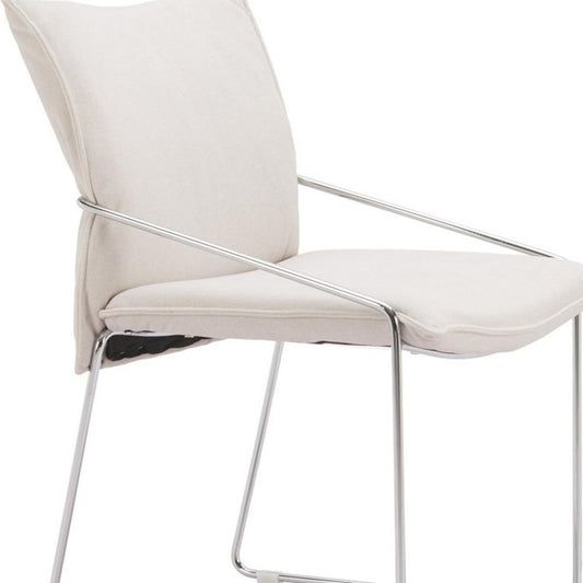 Set of Two Green And Silver Faux Linen And Wood Dining Side Chairs