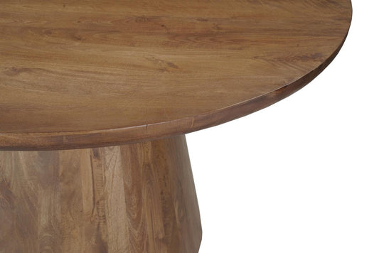 54" Brown Solid Wood Pedestal Base Round Top Dining Table HomeRoots