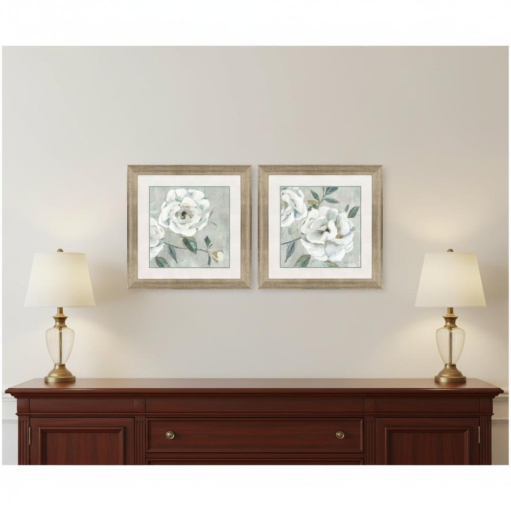 Set Of Two White Florals Gold Framed Wall Art HomeRoots