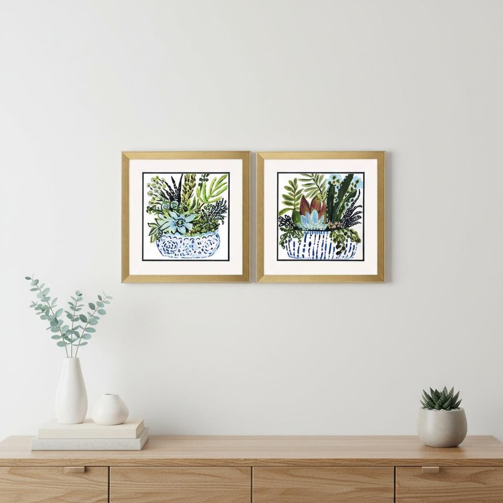 Set Of Two Succulent Garden Gold Framed Wall Art HomeRoots