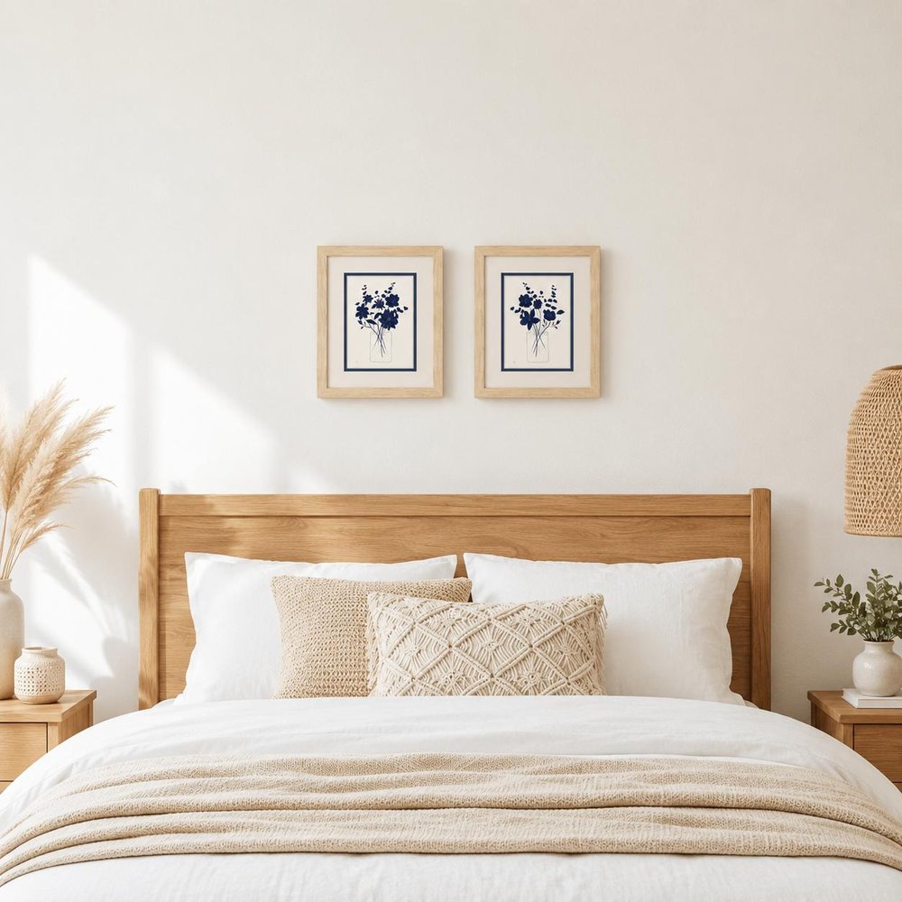 Set Of Two Indigo Sketch Brown Framed Wall Art HomeRoots