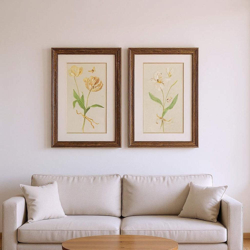 Set Of Two Tulip And Iris Gold Framed Wall Art HomeRoots