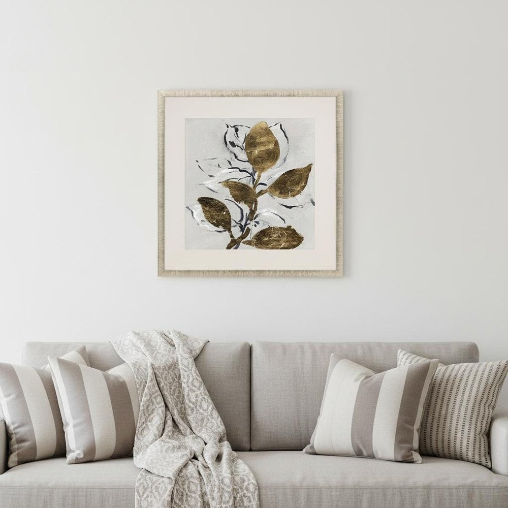 Golden Floral II Gold Framed Wall Art HomeRoots