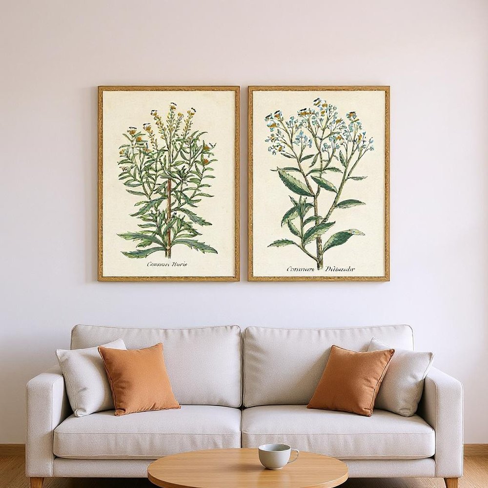 Set Of Two Botanical Plants I Gold Framed Wall Art HomeRoots