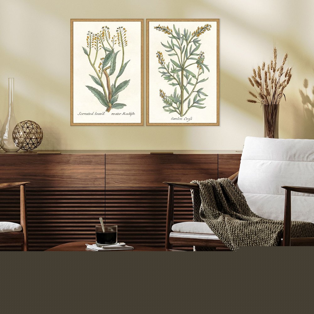 Set Of Two Botanical Plants III Gold Framed Wall Art HomeRoots