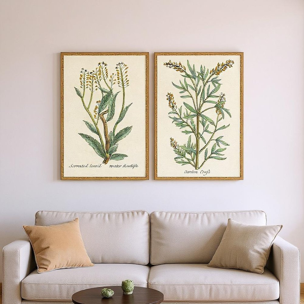 Set Of Two Botanical Plants III Gold Framed Wall Art HomeRoots