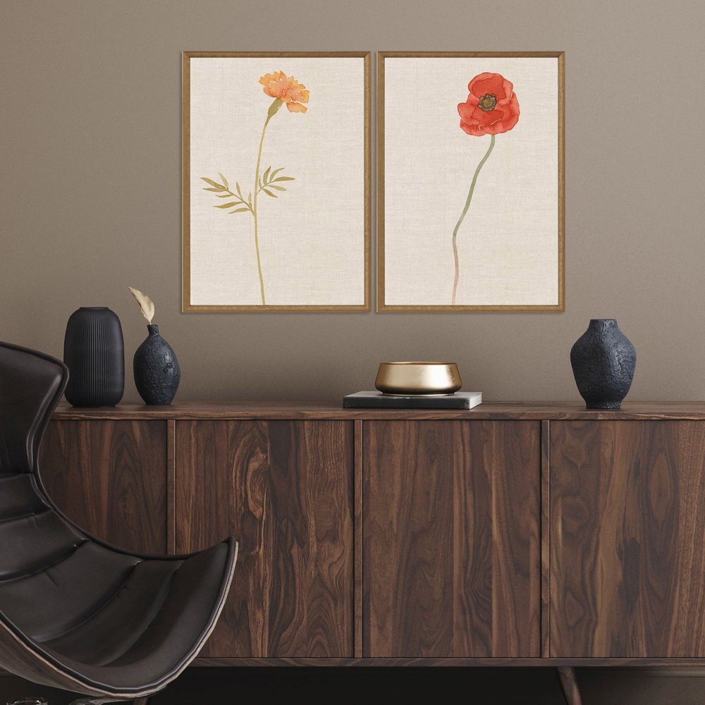 Set Of Two Wild Flourish II Gold Framed Wall Art HomeRoots