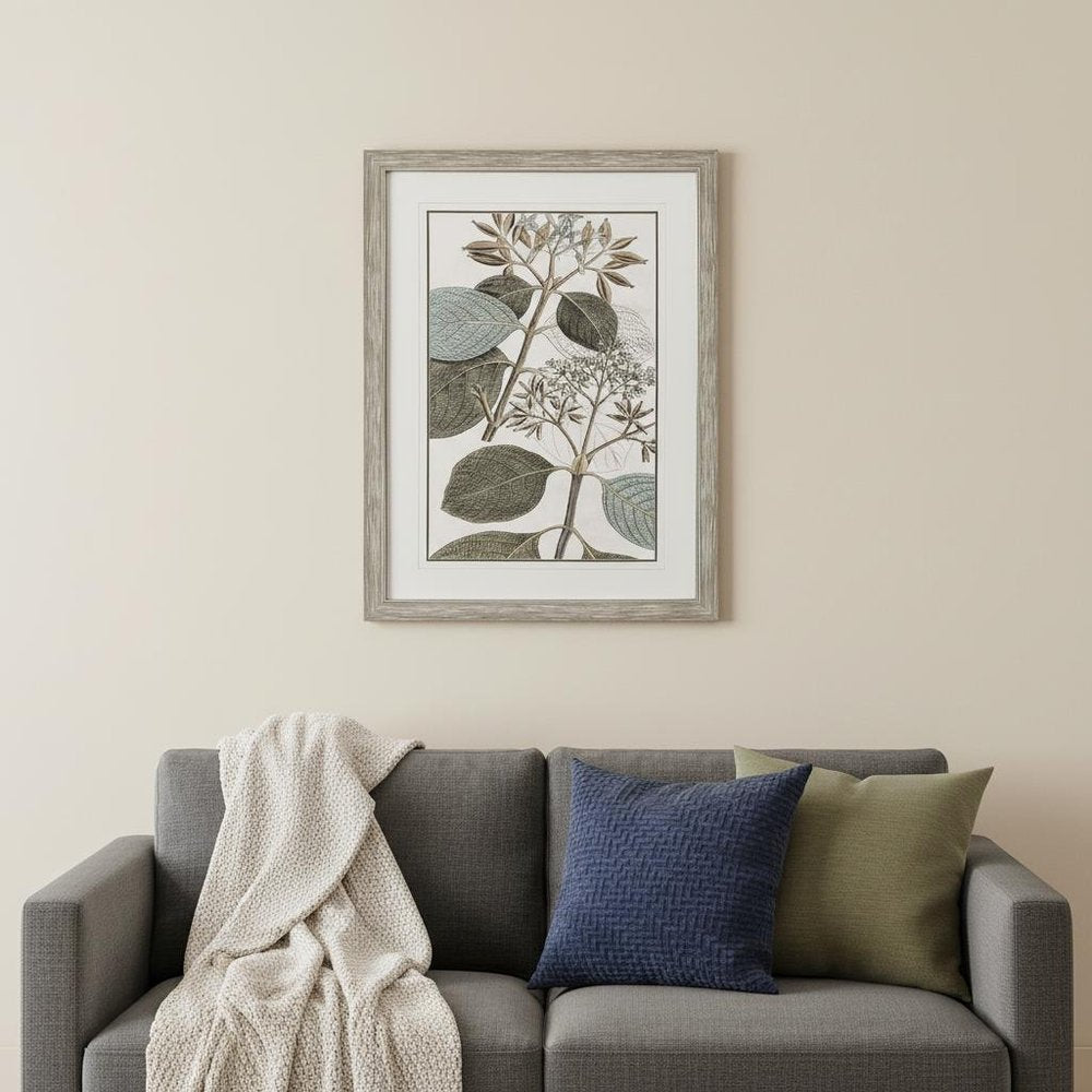 Flowering Botanical I Distressed Silver Framed Wall Art HomeRoots
