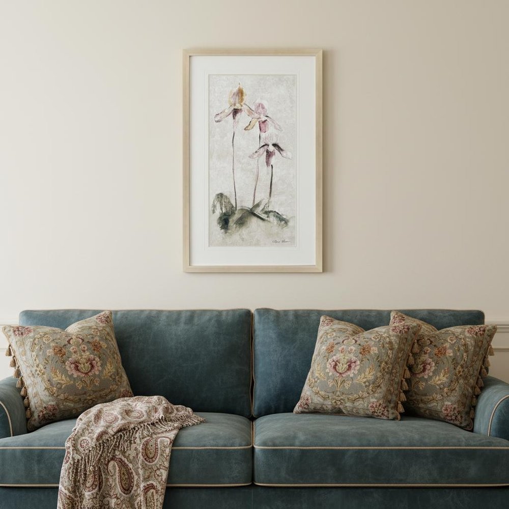 Purple Dancing Orchid I Silver Framed Wall Art HomeRoots
