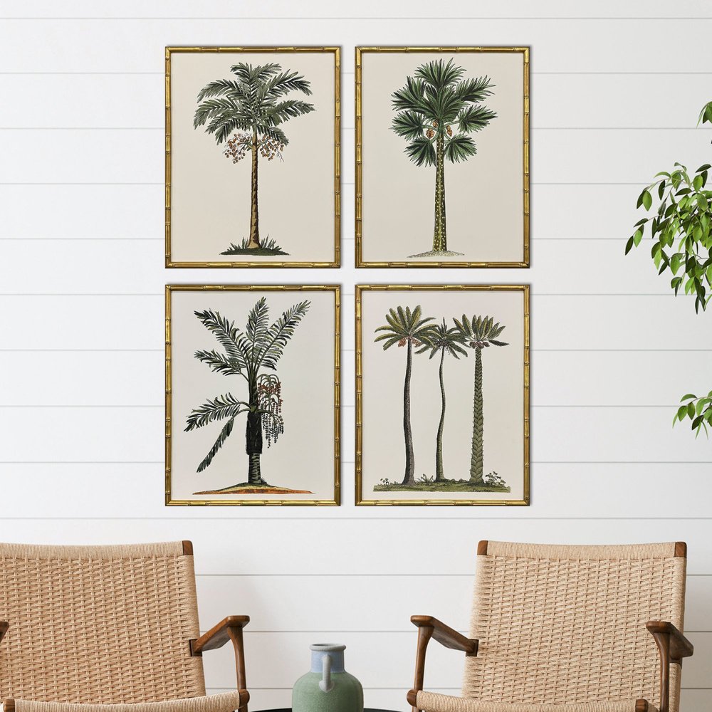 Set Of Four Contemporary Palm II Gold Framed Wall Art HomeRoots