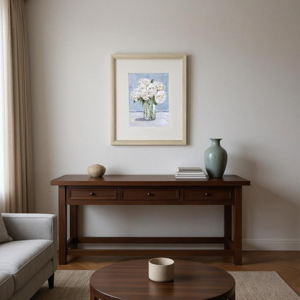 Hydrangeas in Vase II Gold Framed Wall Art HomeRoots