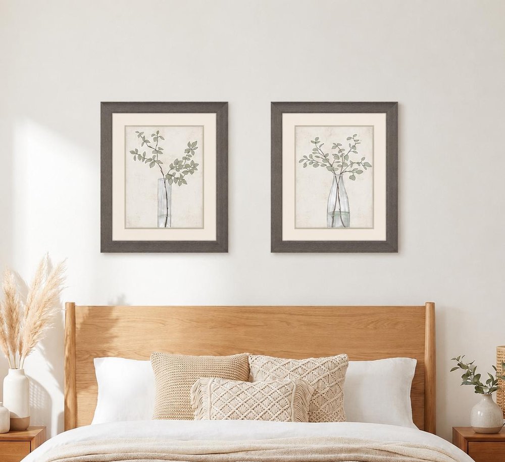 Set Of Two Serenity Leaves Brown Framed Wall Art HomeRoots