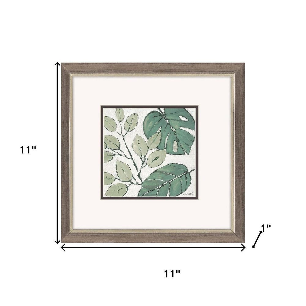 Set Of Two Green Botanical Silver Framed Wall Art