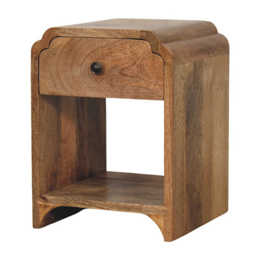 16" Oak Solid Wood One Drawer Scallop Edge Nightstand HomeRoots