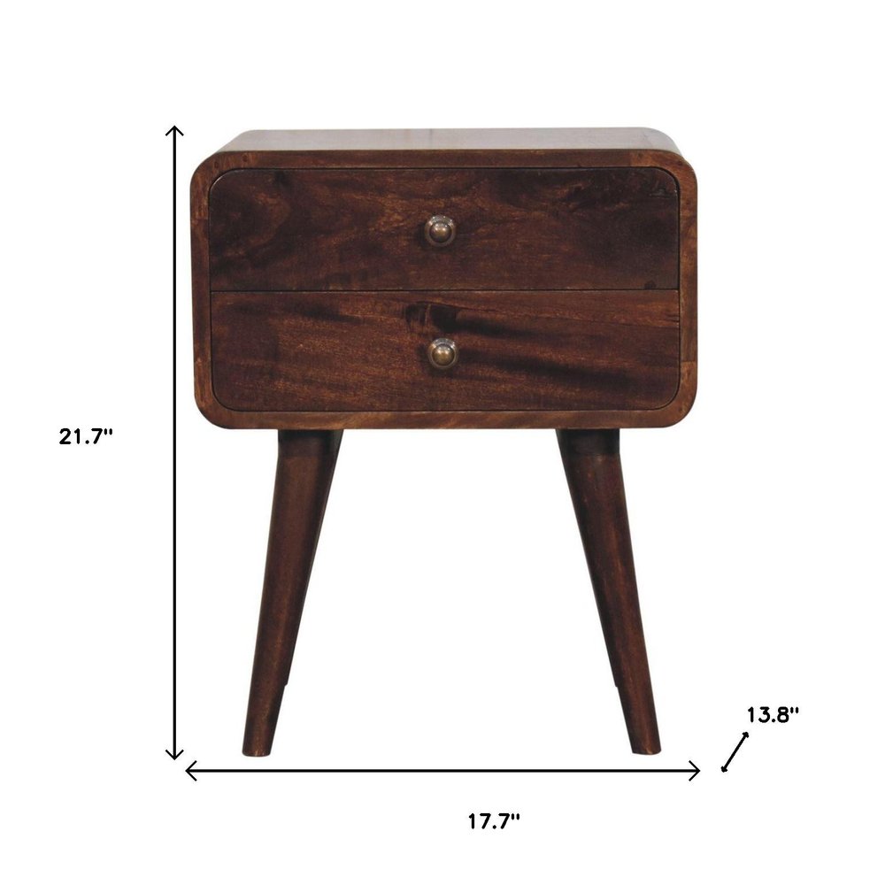 22" Chestnut Solid Wood Two Drawer Nightstand HomeRoots