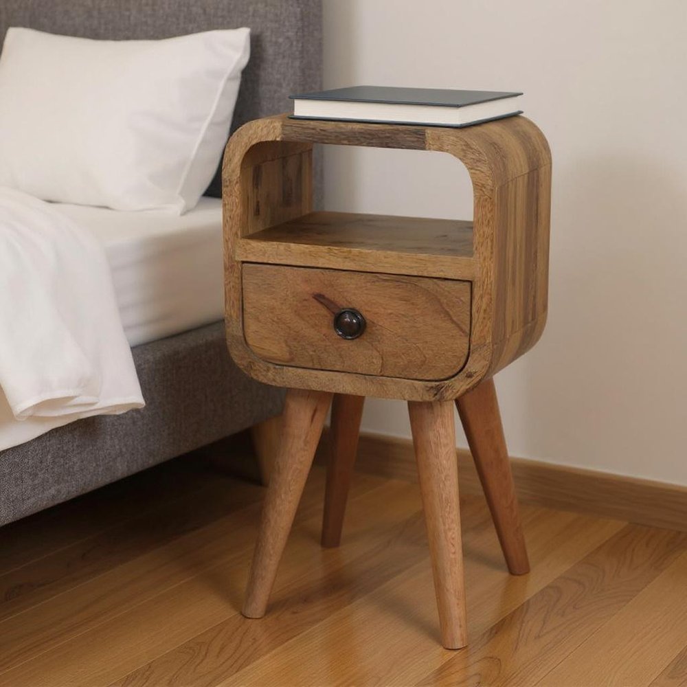 16" Oak Solid Wood Square One Drawer Nightstand HomeRoots