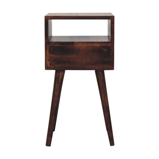 22" Walnut Solid Wood Square One Drawer Nightstand