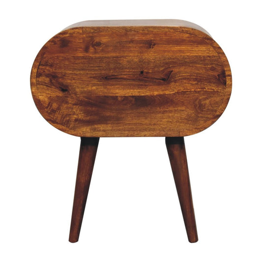 24" Chestnut Solid Wood Oval Two Drawer Nightstand HomeRoots