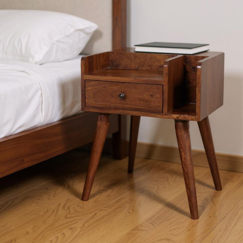 22" Chestnut Solid Wood One Drawer Nightstand HomeRoots