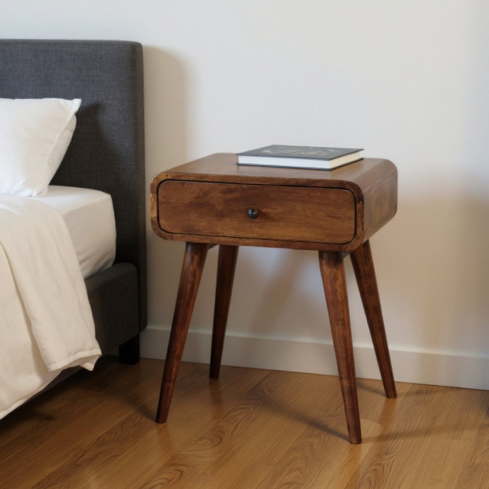 22" Chestnut Solid Wood One Drawer Nightstand HomeRoots