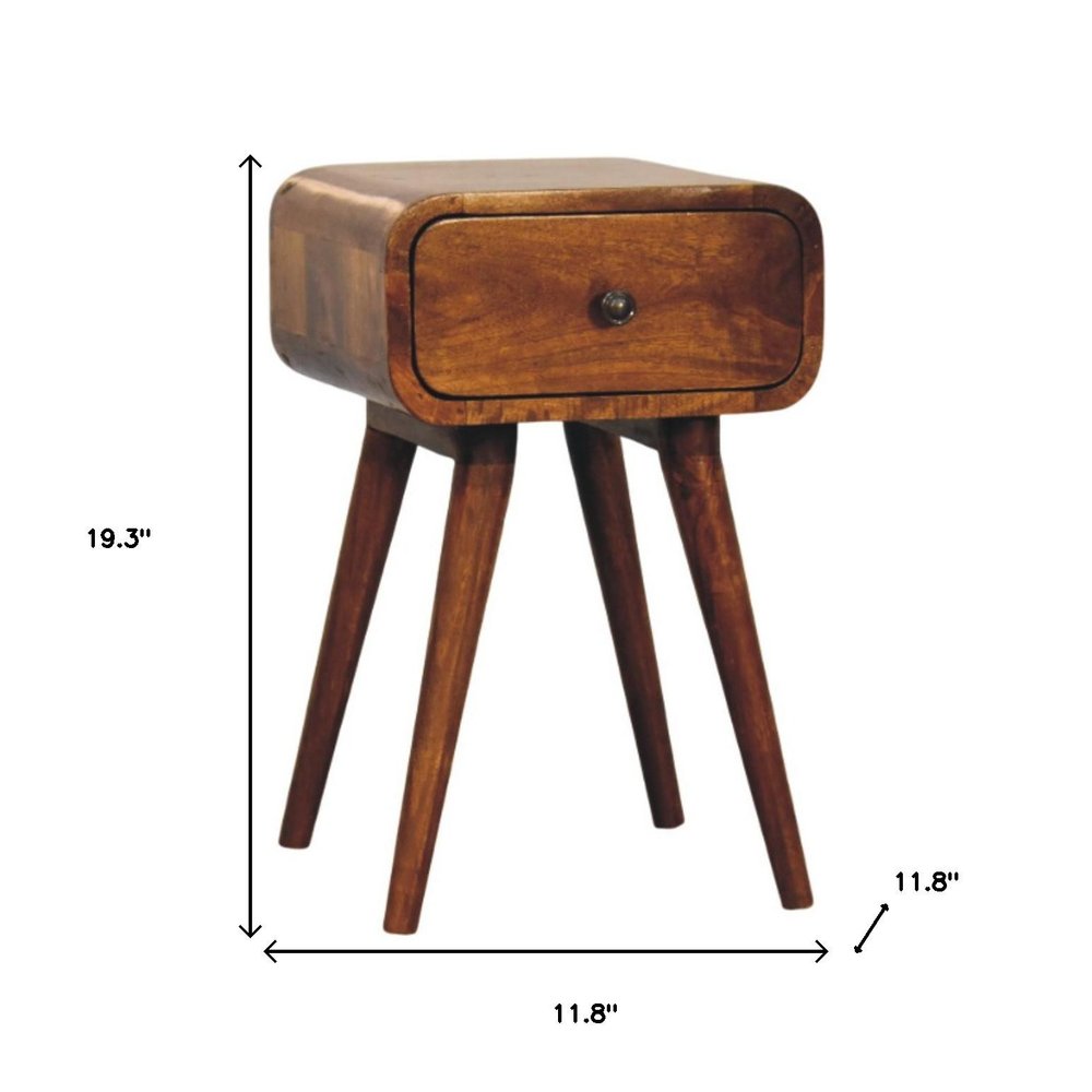 19" Chestnut Solid Wood Square One Drawer Nightstand HomeRoots