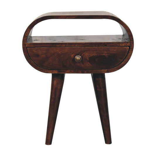 21" Walnut Solid Wood Oval One Drawer Nightstand HomeRoots