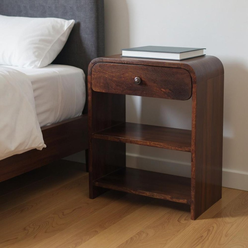 24" Chestnut Solid Wood One Drawer Nightstand