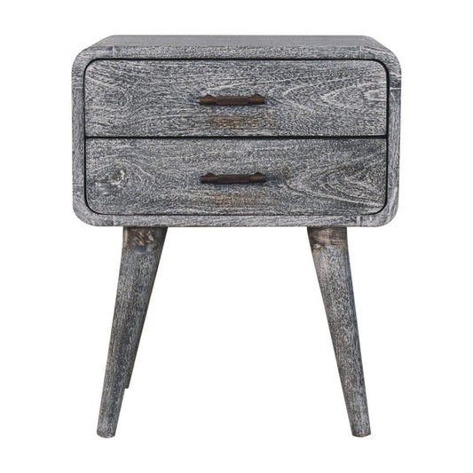 22" Gray Solid Wood Distressed Two Drawer Nightstand HomeRoots