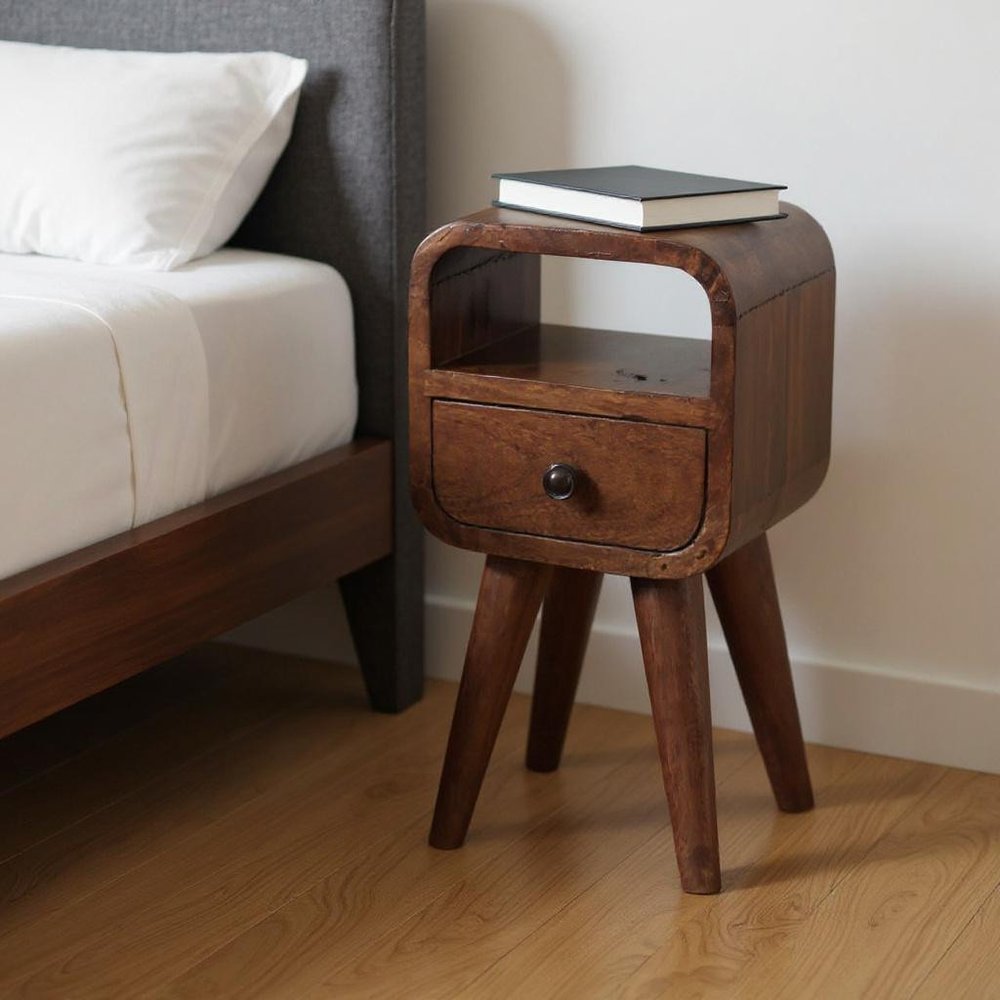 16" Chestnut Solid Wood Square One Drawer Nightstand HomeRoots