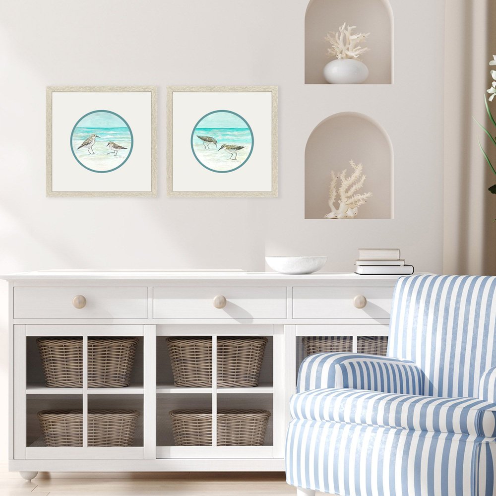 Set Of Two Shoreline Duo Distressed White Framed Wall Art HomeRoots