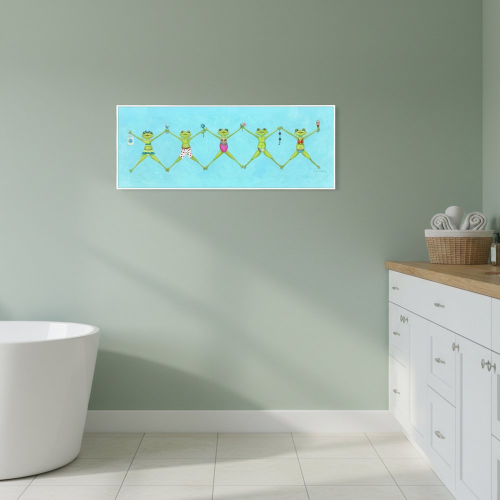 Froggy Beach Party White Framed Wall Art HomeRoots