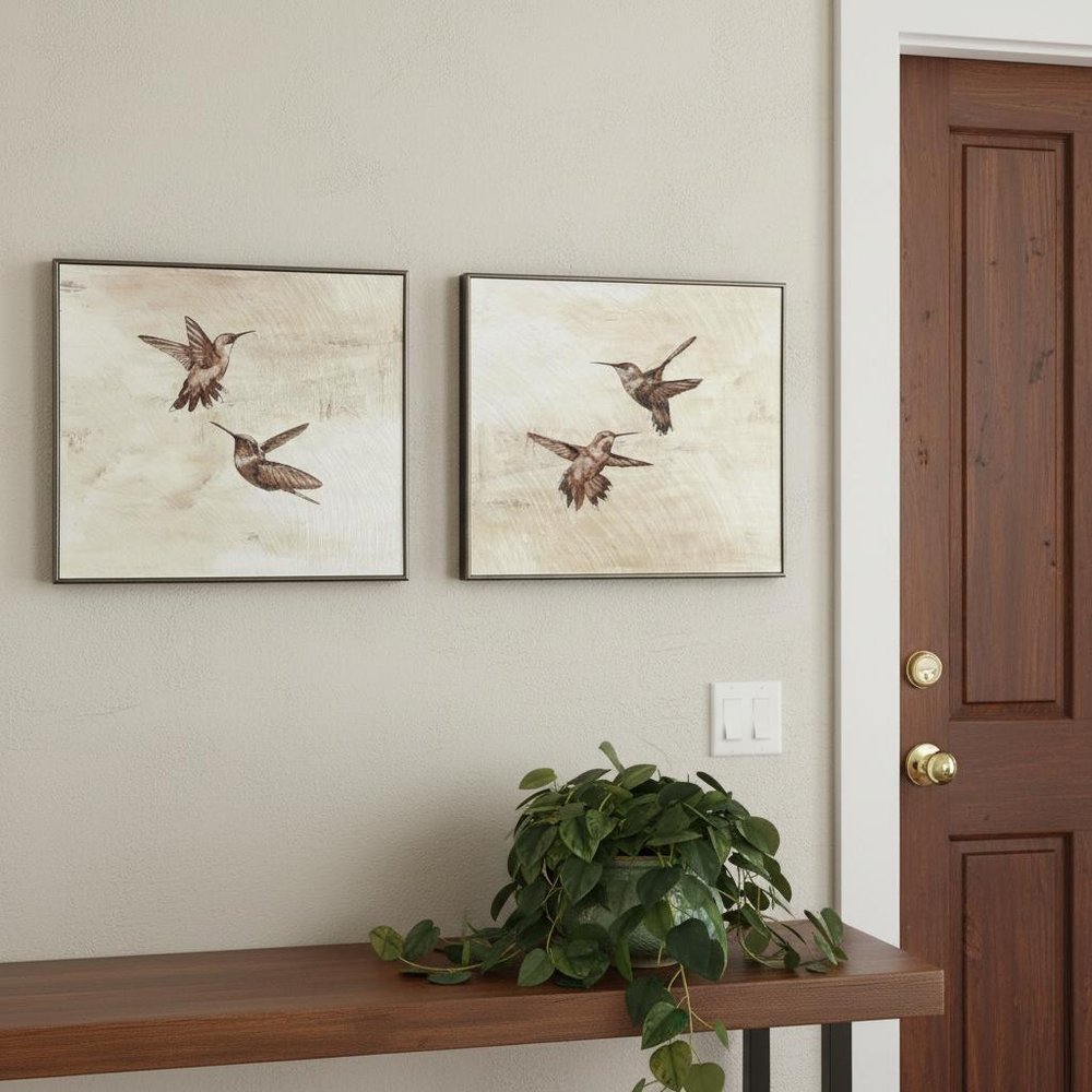 Set Of Two Neutral Flight Brown Framed Wall Art HomeRoots