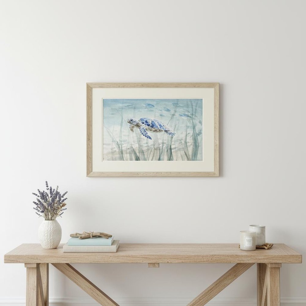 Undersea Turtle Brown Framed Wall Art HomeRoots