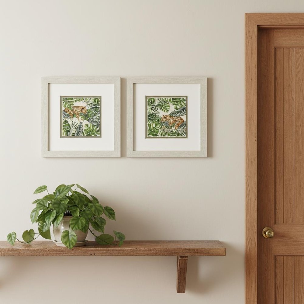 Set Of Two Jungle Hangout Distressed White Framed Wall Art HomeRoots