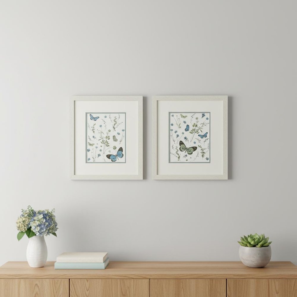 Set Of Two Botanical Page Distressed White Framed Wall Art HomeRoots