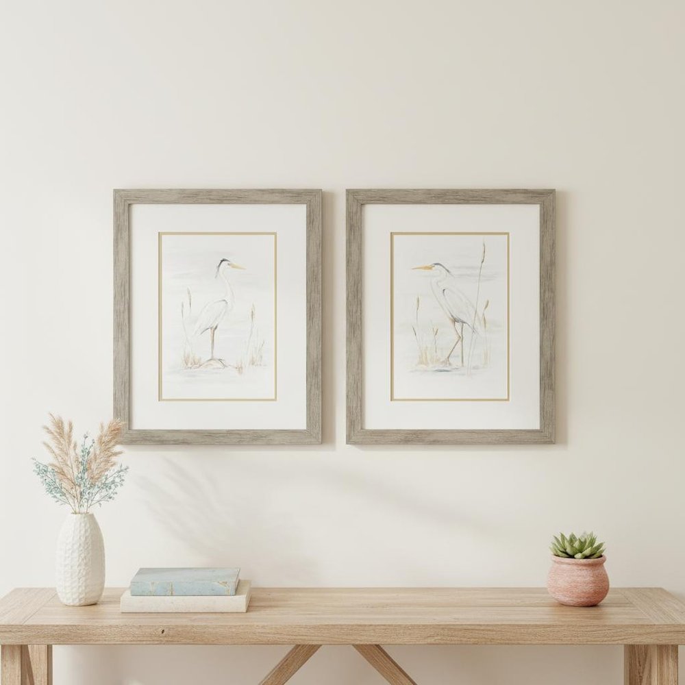 Set Of Two Heron Stance Brown Framed Wall Art HomeRoots