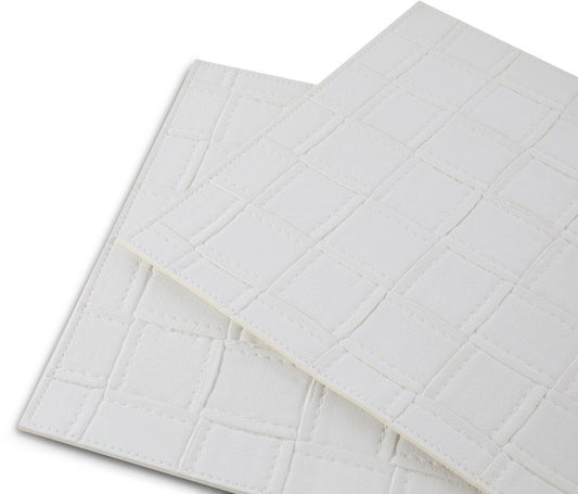 18" Set of Four White Basketweave Faux Leather Placemats HomeRoots
