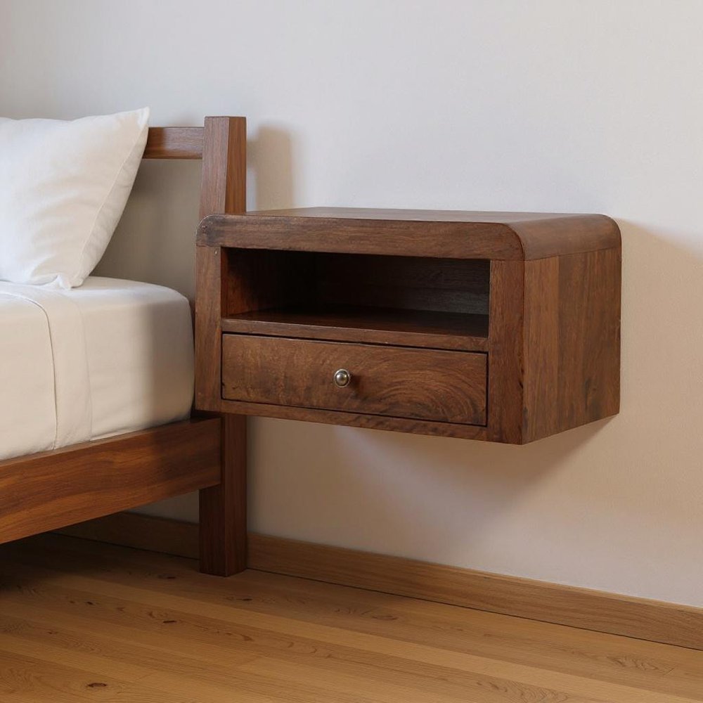 18" Chestnut Solid Wood One Drawer Floating Nightstand HomeRoots