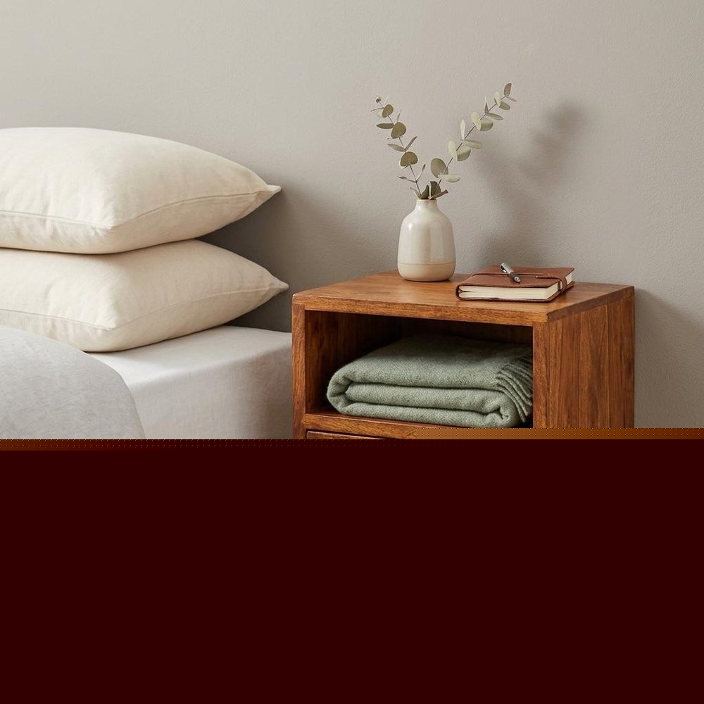 12" Chestnut Solid Wood Square One Drawer Floating Nightstand