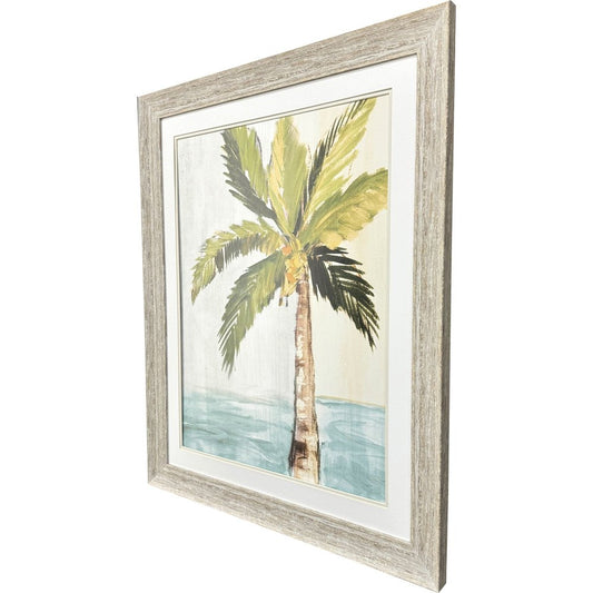 Oasis Palm I Distressed White Framed Wall Art HomeRoots
