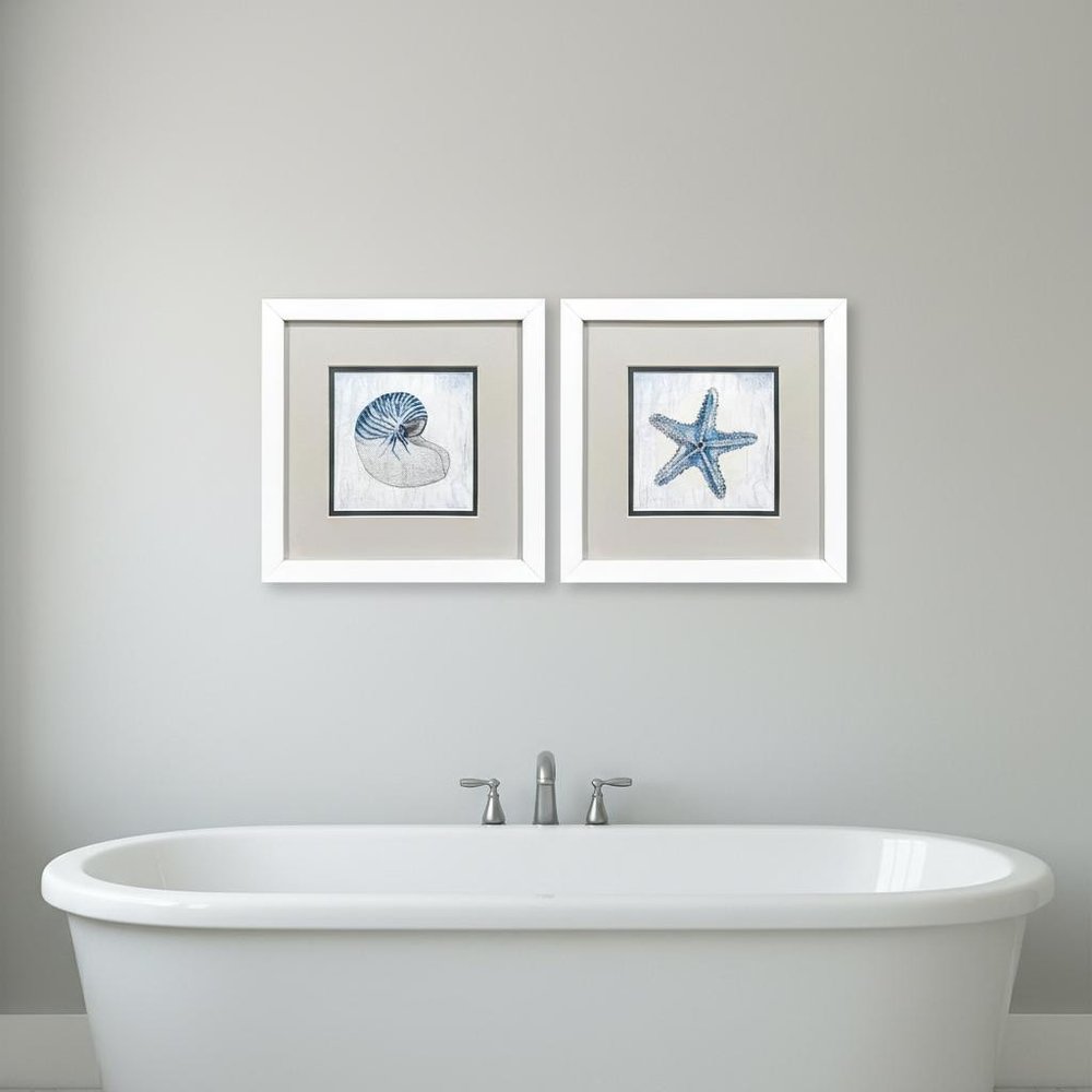 Set Of Two Azure Shell White Framed Wall Art HomeRoots