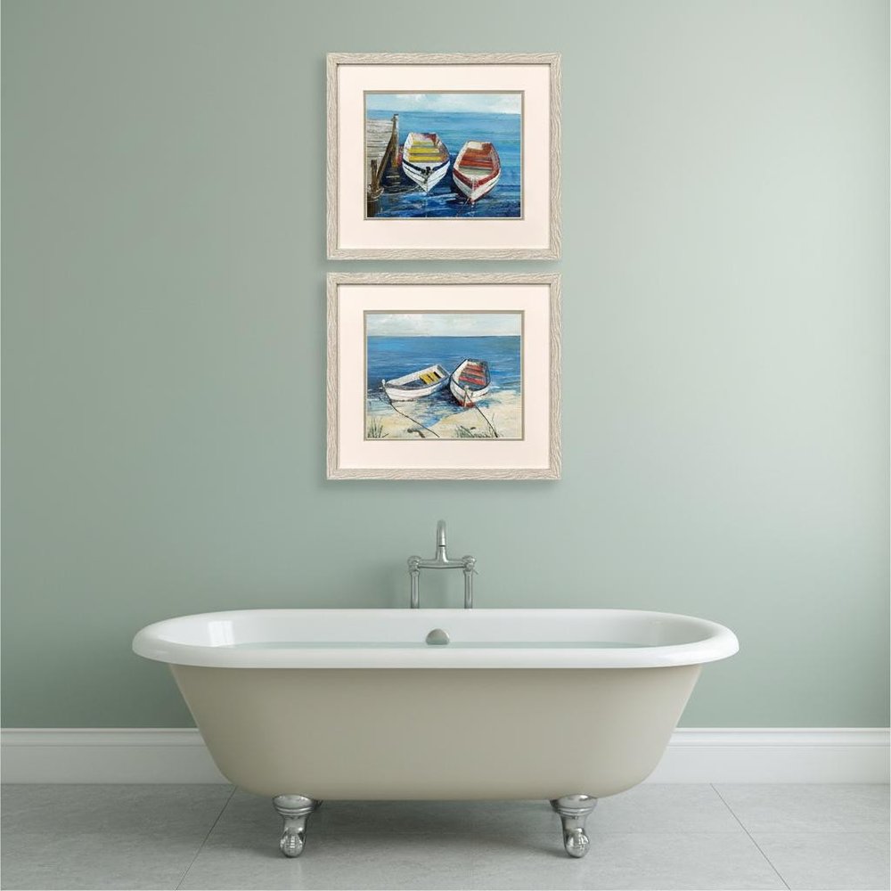 Set Of Two Day of Fishing Distressed White Framed Wall Art HomeRoots